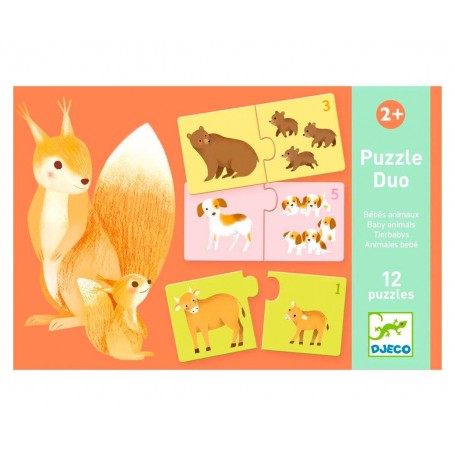 Puzzle Duo Animais Bebé - Djeco