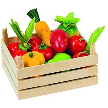 Frutas e Legumes em Caixa de Madeira Pequena - Goki